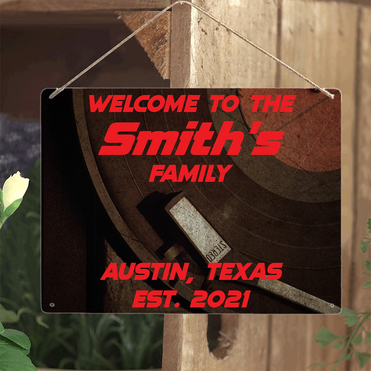 Customizabled House Sign, Vinyl Record, Customizable Family Name