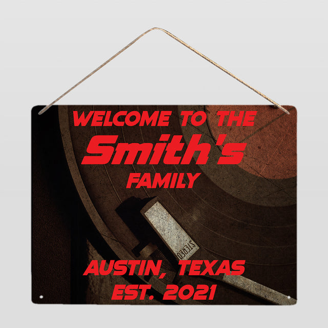 Customizabled House Sign, Vinyl Record, Customizable Family Name