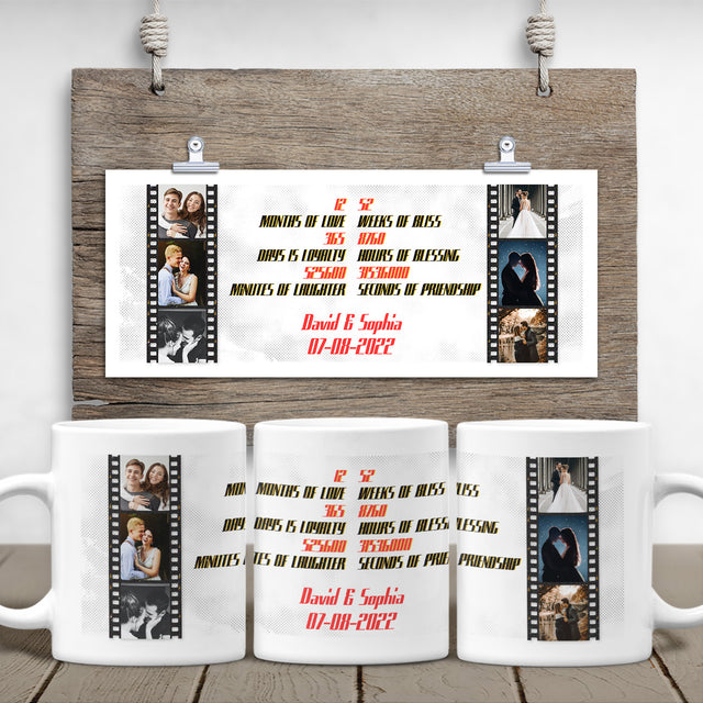 Custom Photo Collage And Text, 1 Year Anniversary Gifts White Mug