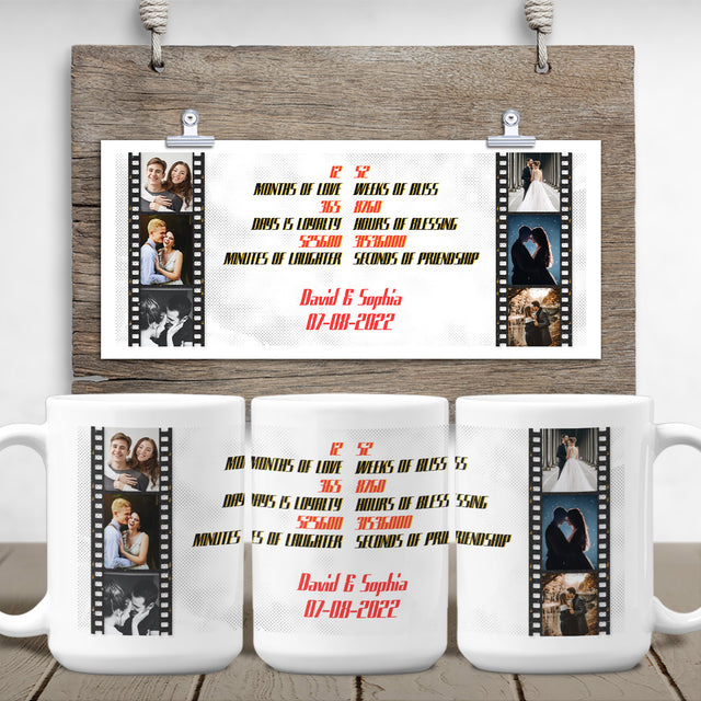 Custom Photo Collage And Text, 1 Year Anniversary Gifts White Mug