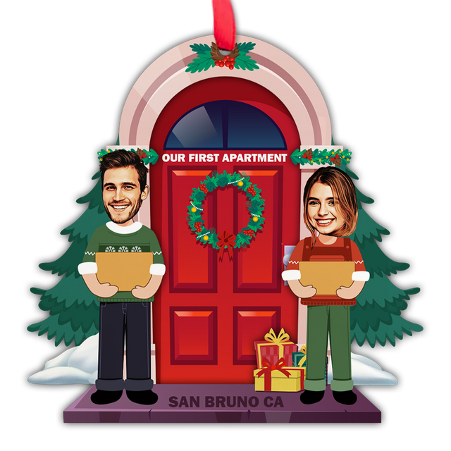 Personalized Name And Text, Face From Photo, Christmas Door, Christmas Shape Ornament 2 Layer