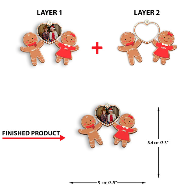 Personalized Name And Text, Personalized Ginger Couple Ornament, Christmas Shape Ornament 2 Layer
