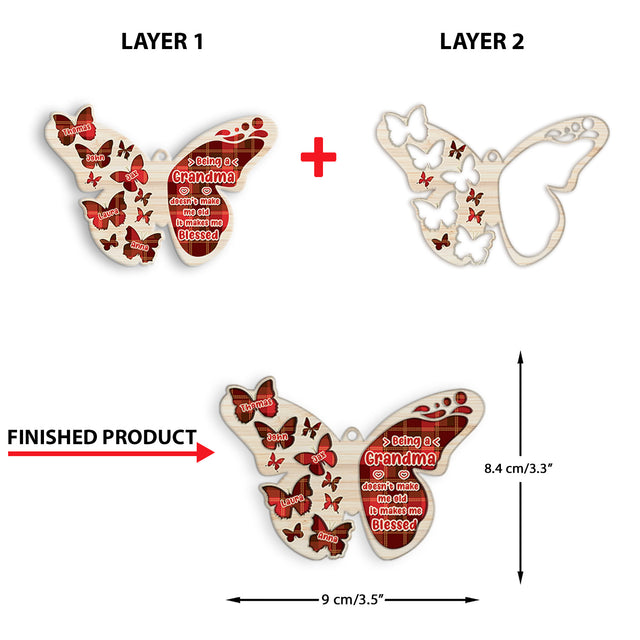 Personalized Family Christmas Ornament, Family Name, Butterfly Ornaments, Christmas Shape Ornament 2 Layer
