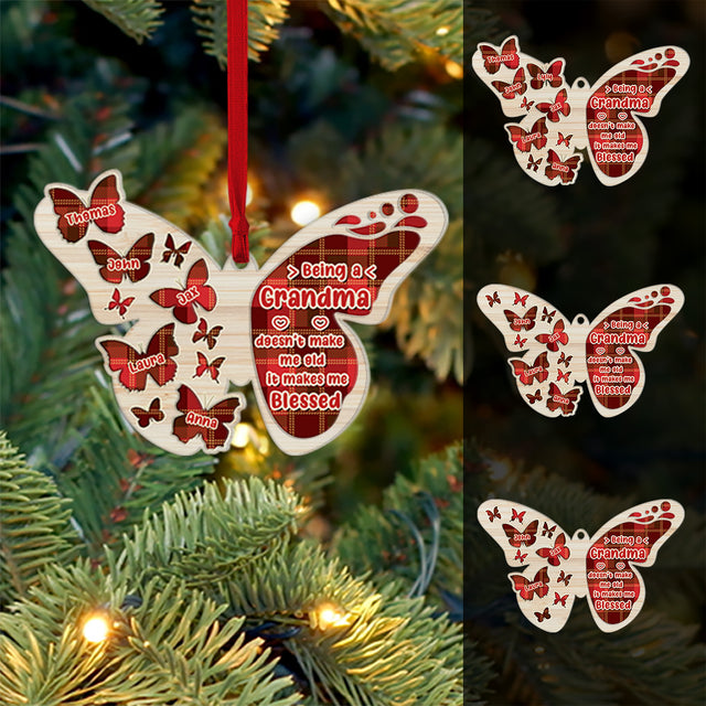 Personalized Family Christmas Ornament, Family Name, Butterfly Ornaments, Christmas Shape Ornament 2 Layer