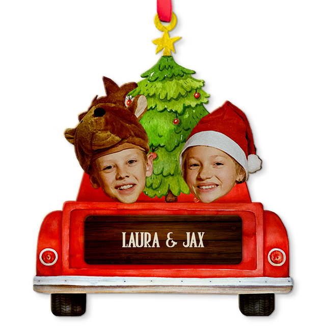 Custom Face From Photo, Christmas Car, Christmas Shape Ornament 2 Sides