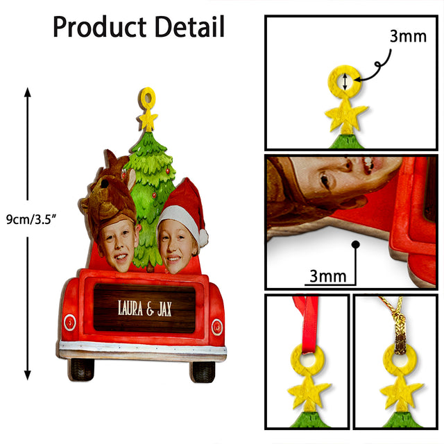 Custom Face From Photo, Christmas Car, Christmas Shape Ornament 2 Sides