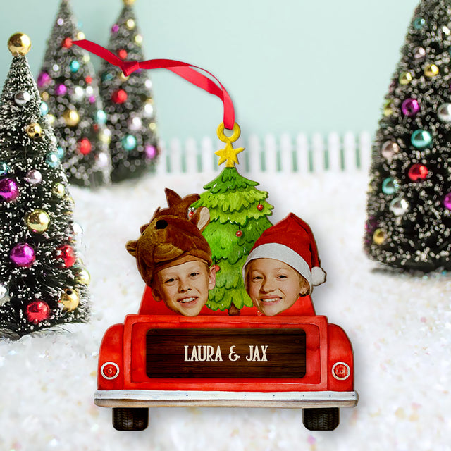 Custom Face From Photo, Christmas Car, Christmas Shape Ornament 2 Sides