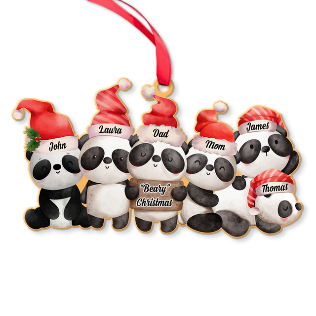Personalized Name And Text, Family Name, Christmas Panda, Christmas Shape Ornament 2 Sides