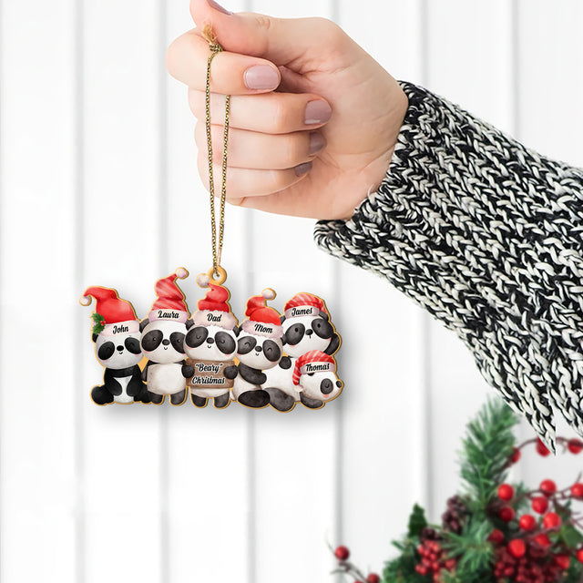 Personalized Name And Text, Family Name, Christmas Panda, Christmas Shape Ornament 2 Sides
