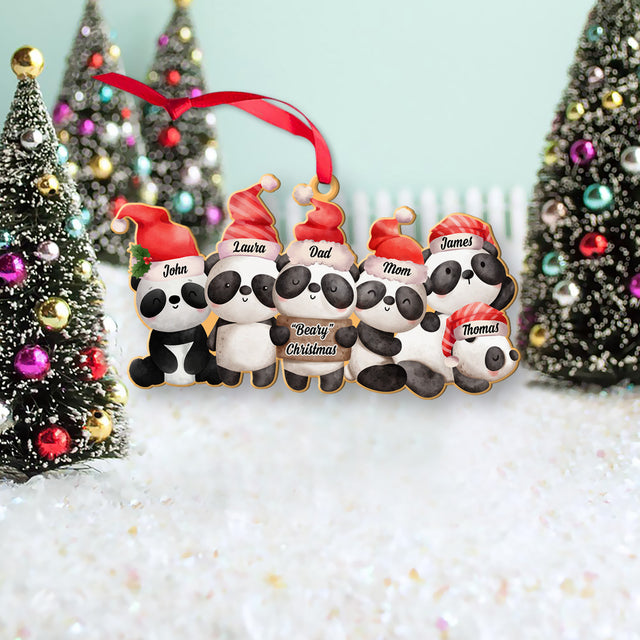 Personalized Name And Text, Family Name, Christmas Panda, Christmas Shape Ornament 2 Sides