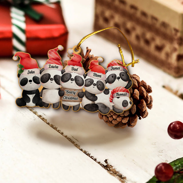 Personalized Name And Text, Family Name, Christmas Panda, Christmas Shape Ornament 2 Sides
