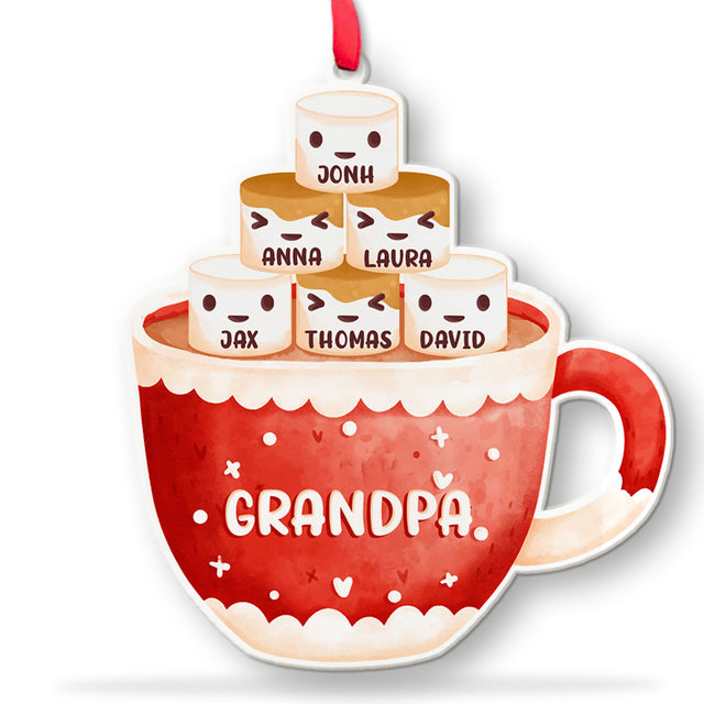 Personalized Family Christmas Ornament, Family Name, Marshmallow Mug, Christmas Shape Ornament 2 Sides