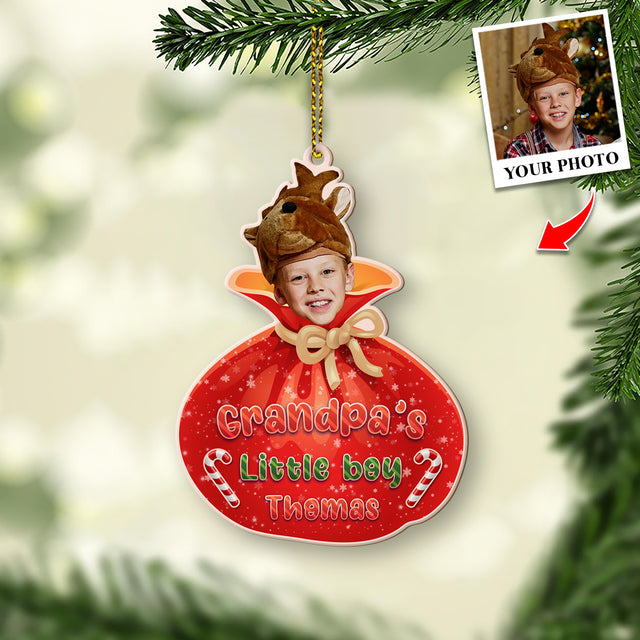 Personalized Name And Text, Face From Photo, Christmas Treat Bags, Christmas Shape Ornament 2 Sides