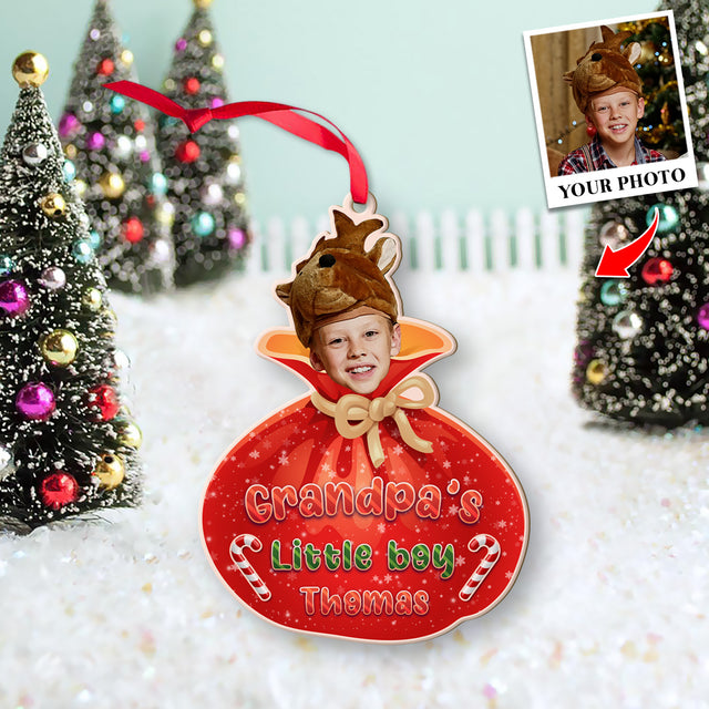 Personalized Name And Text, Face From Photo, Christmas Treat Bags, Christmas Shape Ornament 2 Sides