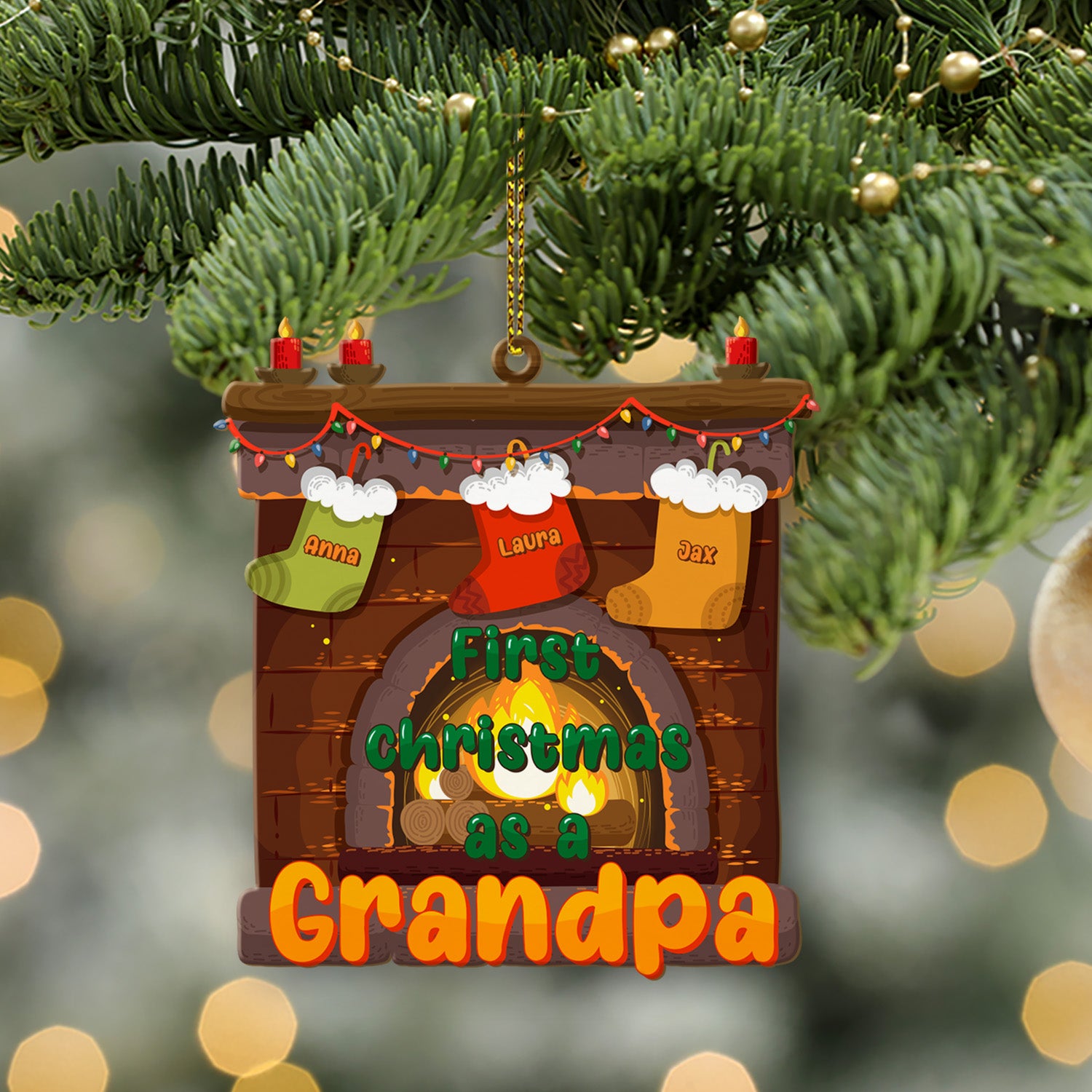 Personalized Family Christmas Ornament, Family Name, Wood Burning Stoves , Christmas Shape Ornament 2 Sides