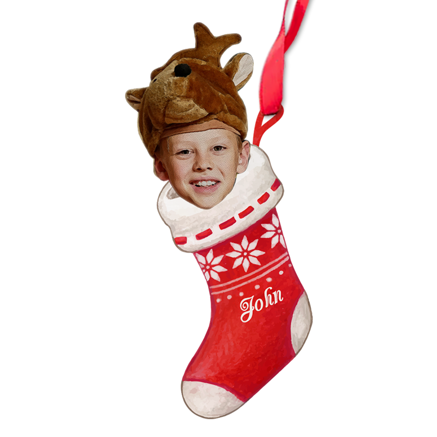 Custom Face From Photo, Christmas Sock, Christmas Shape Ornament 2 Sides