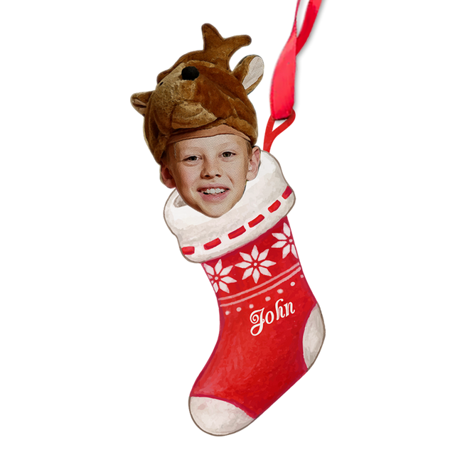Custom Face From Photo, Christmas Sock, Christmas Shape Ornament 2 Sides
