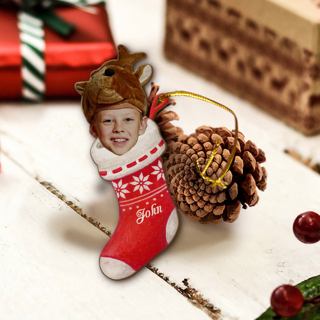 Custom Face From Photo, Christmas Sock, Christmas Shape Ornament 2 Sides