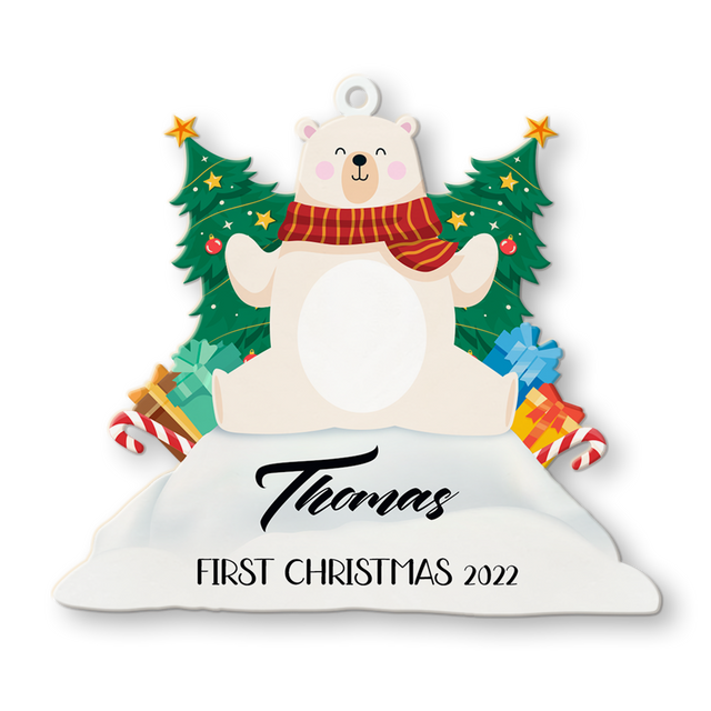 Ornament For Baby, First Christmas, Personalized Name And Text, Christmas Shape Ornament 2 Sides