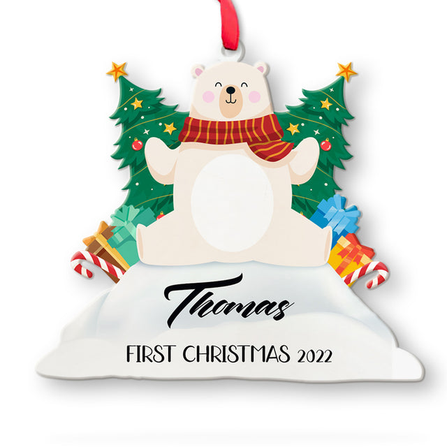 Ornament For Baby, First Christmas, Personalized Name And Text, Christmas Shape Ornament 2 Sides