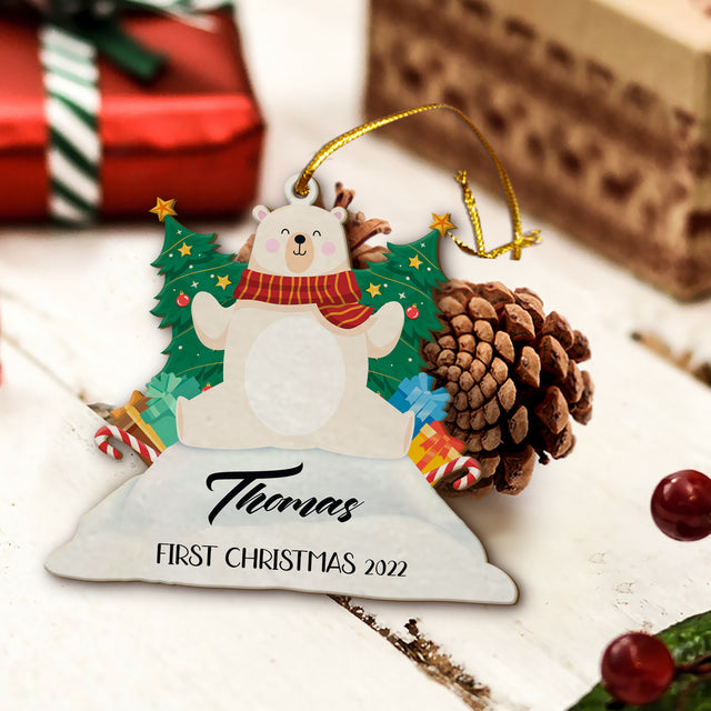 Ornament For Baby, First Christmas, Personalized Name And Text, Christmas Shape Ornament 2 Sides