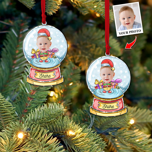 Face From Photo, Ornament For Baby, Christmas Crystal Balls, Personalized Name And Text, Christmas Shape Ornament 2 Sides