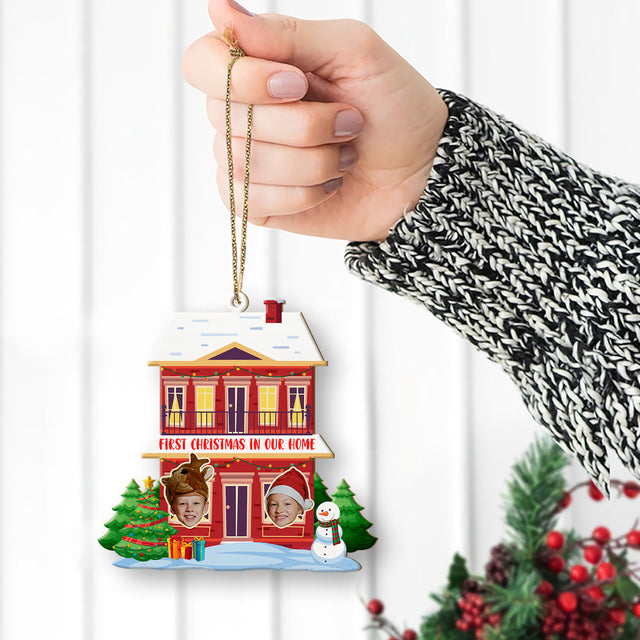Personalized Name And Text, Face From Photo, Christmas House, Christmas Shape Ornament 2 Sides