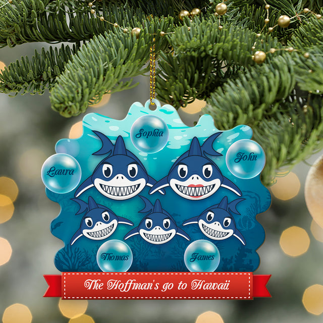 Personalized Name And Text, Family Name, Christmas Shark, Christmas Shape Ornament 2 Sides