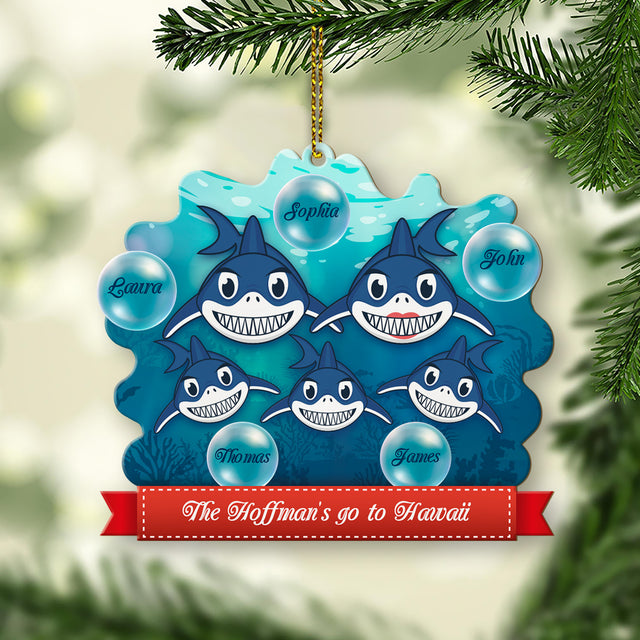 Personalized Name And Text, Family Name, Christmas Shark, Christmas Shape Ornament 2 Sides