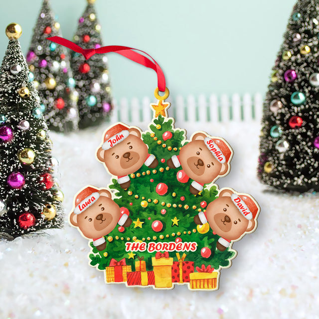Custom Family Name, Christmas Tree, Christmas Shape Ornament 2 Sides, Personalized Name And Text