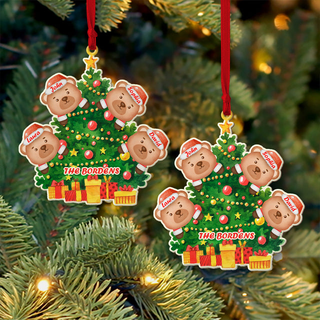 Custom Family Name, Christmas Tree, Christmas Shape Ornament 2 Sides, Personalized Name And Text