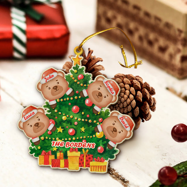 Custom Family Name, Christmas Tree, Christmas Shape Ornament 2 Sides, Personalized Name And Text