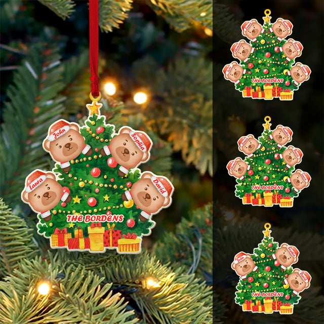 Custom Family Name, Christmas Tree, Christmas Shape Ornament 2 Sides, Personalized Name And Text