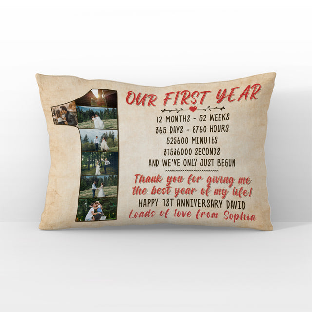 Custom Photo Pillow, 1 Year Anniversary Gift