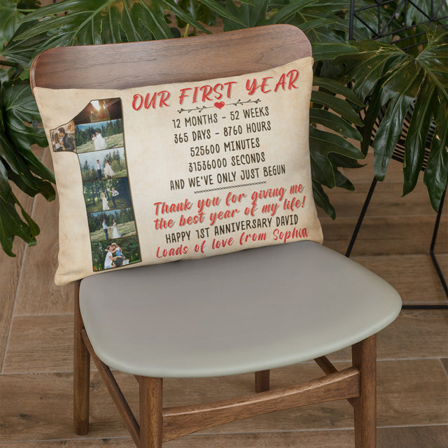 Custom Photo Pillow, 1 Year Anniversary Gift