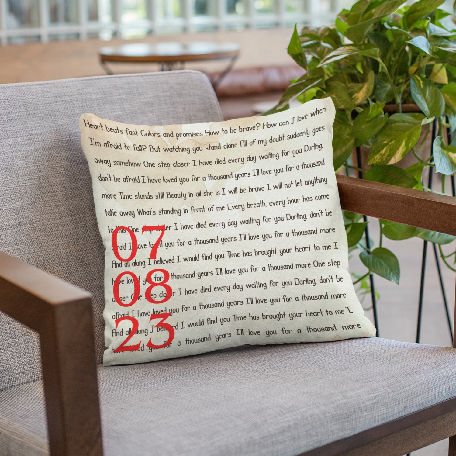Custom Date & Song Lyrics Anniversary Gift Pillow
