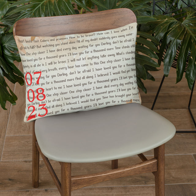 Custom Date & Song Lyrics Anniversary Gift Pillow