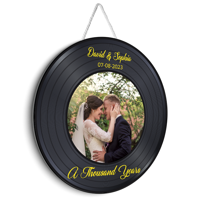 Custom Photo, Custom Song Name And Name Round Wood Sign
