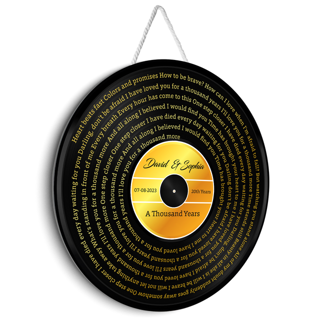 Custom Song Lyrics, Yellow Vinyl Record, Customizable Song Name And Text Round Wood Sign