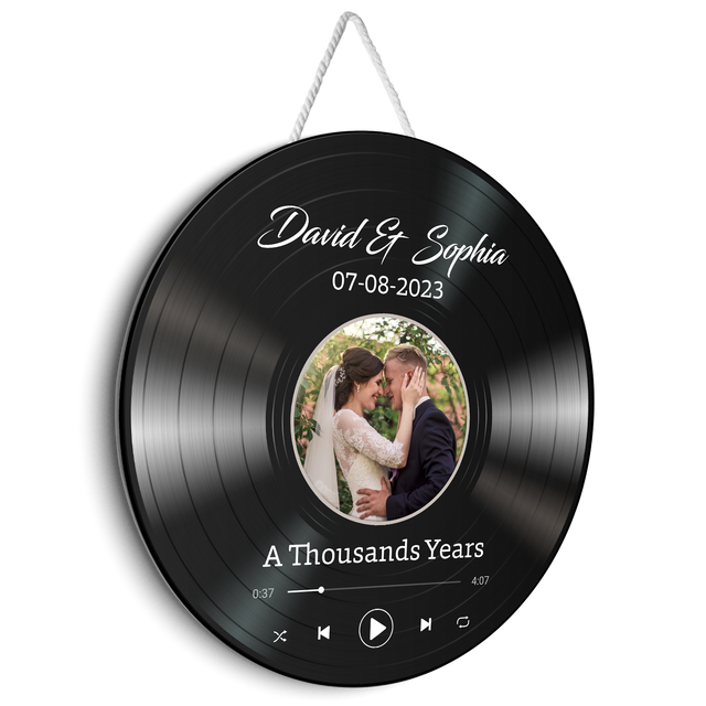 Custom Photo, Customizable Song Name And Text Round Wood Sign