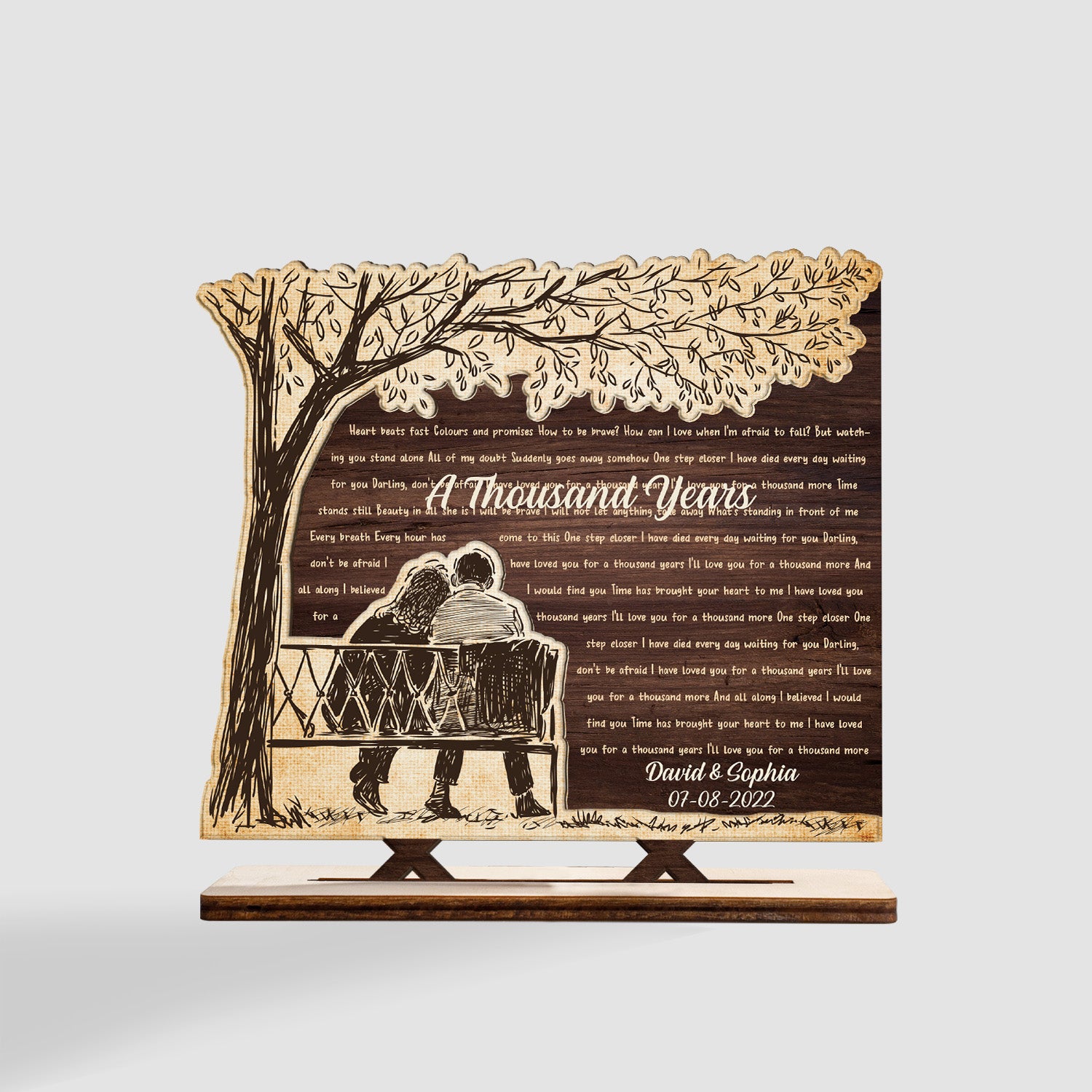 Custom Song Lyric, Name And Date, Wooden Plaque 3 Layers
