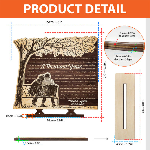 Custom Song Lyric, Name And Date, Wooden Plaque 3 Layers