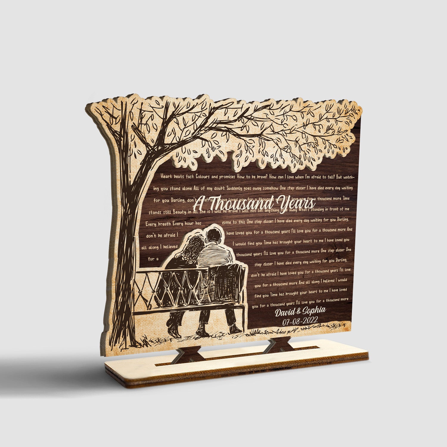 Custom Song Lyric, Name And Date, Wooden Plaque 3 Layers