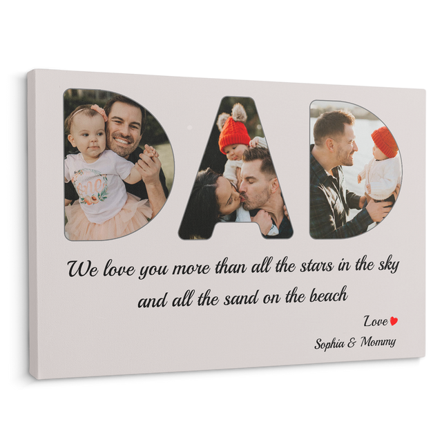 Dad Custom Photo - Customizable Light Grey Background Canvas