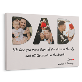 Dad Custom Photo - Customizable Light Grey Background Canvas