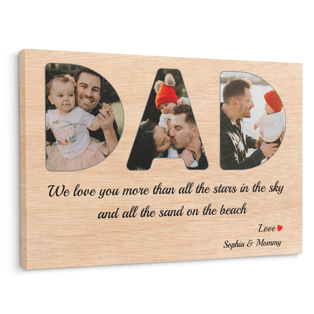 Dad Custom Photo - Customizable Wood Background Canvas