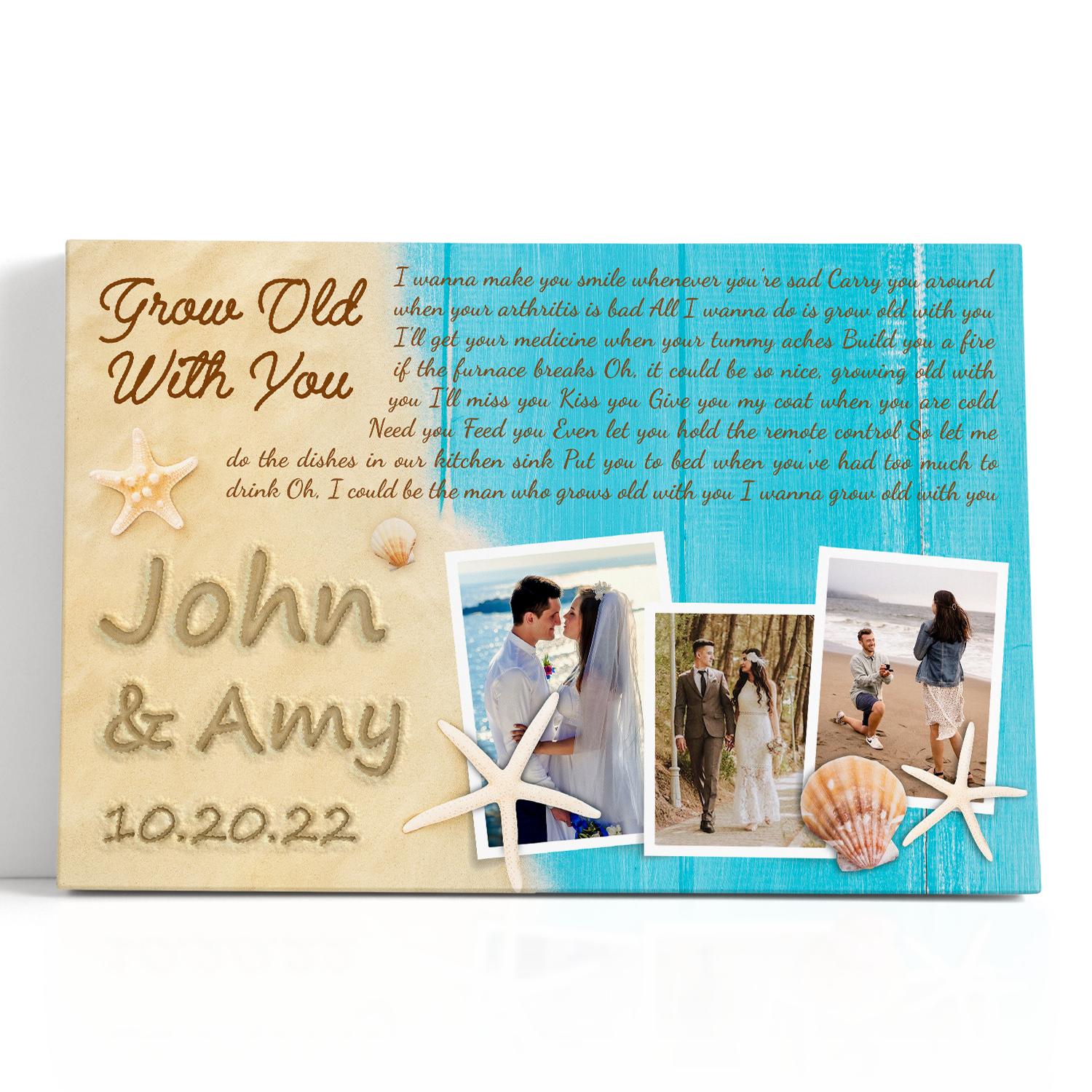 Custom Photo Name Date Beach Love Song Lyrics Canvas