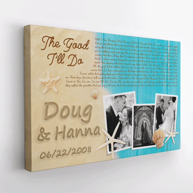 Custom Photo Name Date Beach Love Song Lyrics Canvas