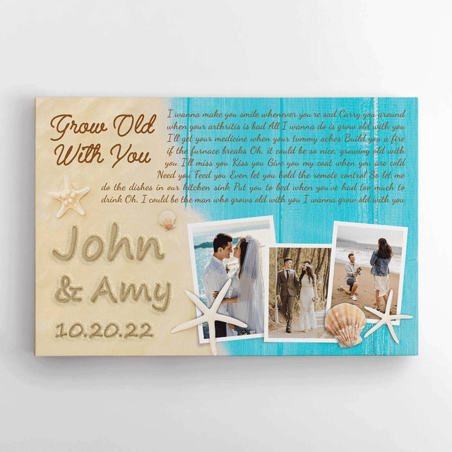 Custom Photo Name Date Beach Love Song Lyrics Canvas
