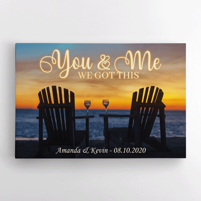 You And Me, We Got This, Custom Name And Date, Sunset Background Canvas Wall Art